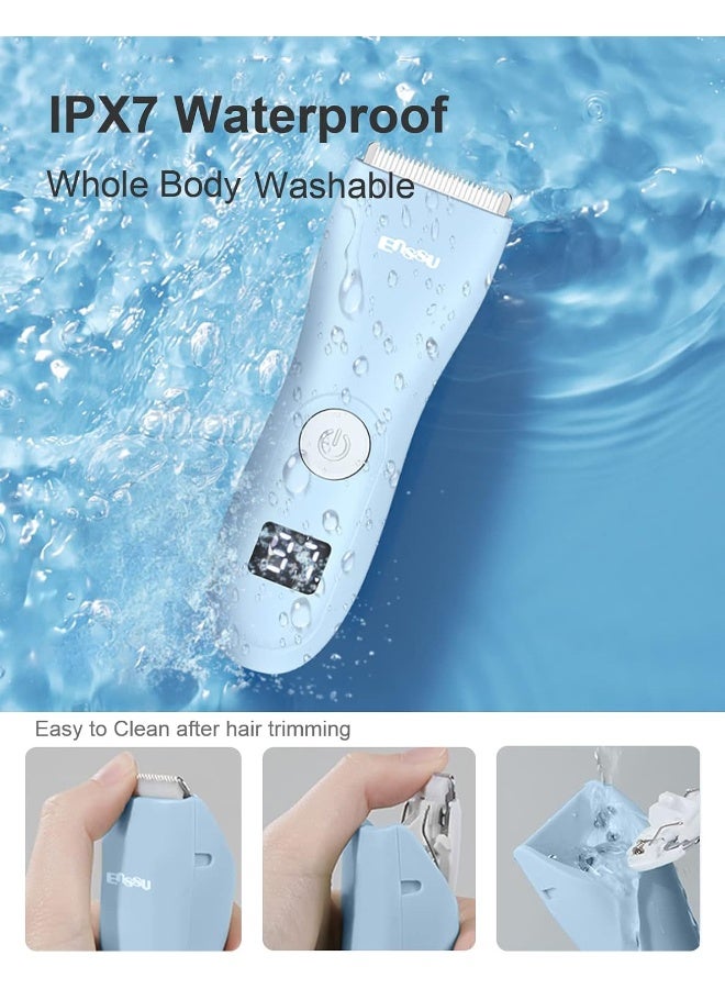 OPENBEAUTY Baby Hair Clippers Noiseless Hair Clippers for Kids Waterproof Rechargeable Cordless Hair Clipper with LCD Display (Blue) - Image 3